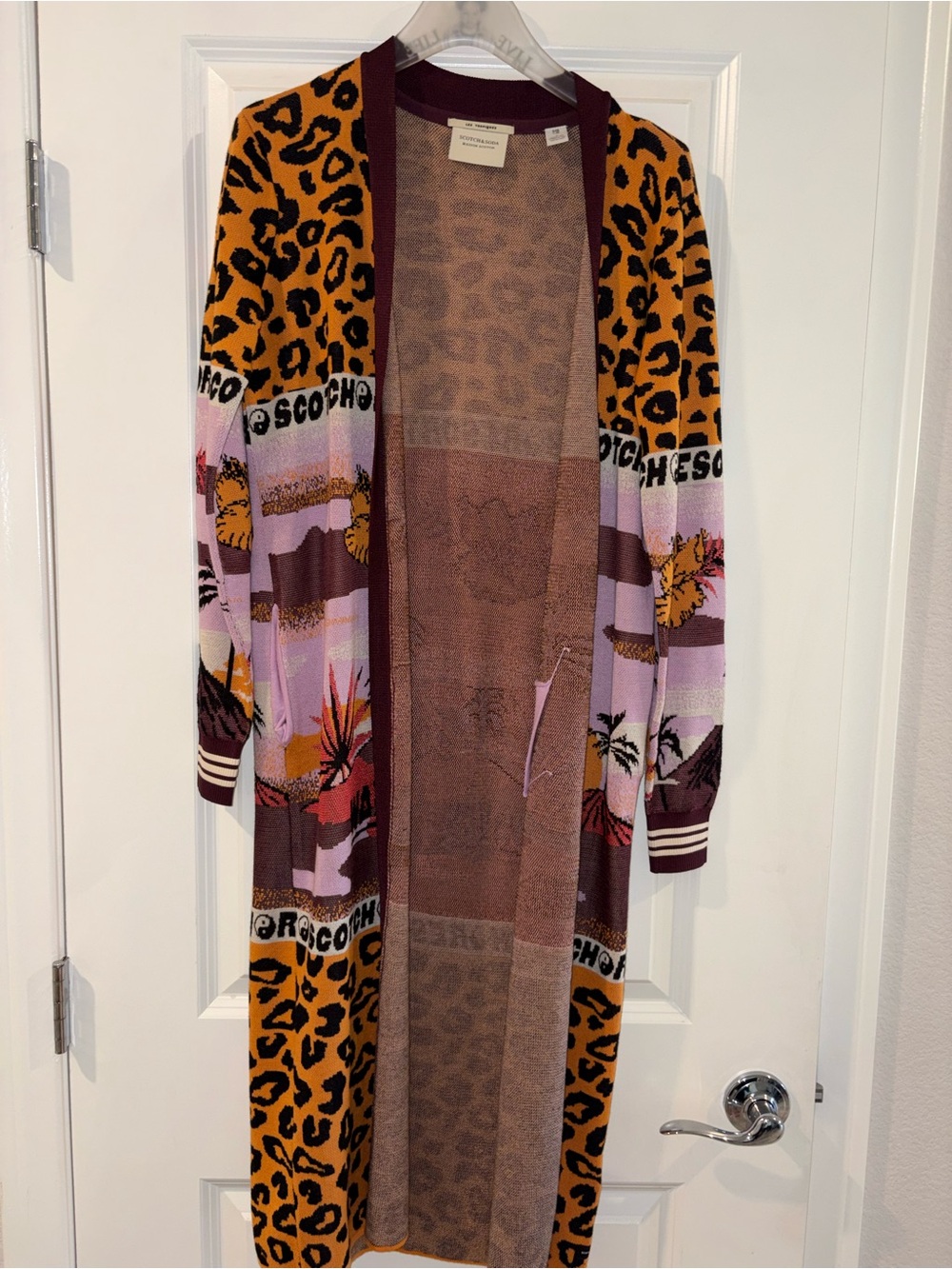 SCOTCH & SODA Avie Long Cardigan Duster Leopard Tropic Size S - Picture 12 of 13